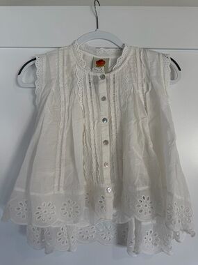 FARM Rio White Eyelet Ruffle Tank Top